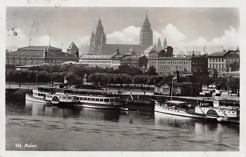 Mainz am Rhein Uferpromenade mit Blick zum Dom gl1935 162.157