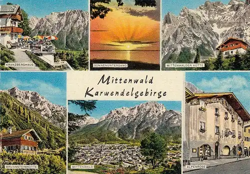 Mittenwald a.d.Isar, Karwendelgebirge, Mehrbildkarte glum 1960? E2264