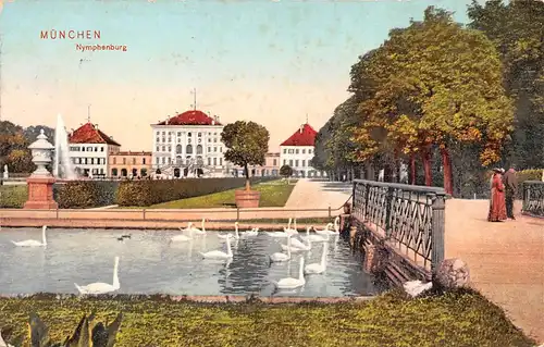 München Nymphenburg mit Schwanenteich gl1914 162.868