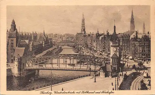 Hamburg Wandrahmsbrücke mit Zollkanal u. Freihafen ngl 163.552