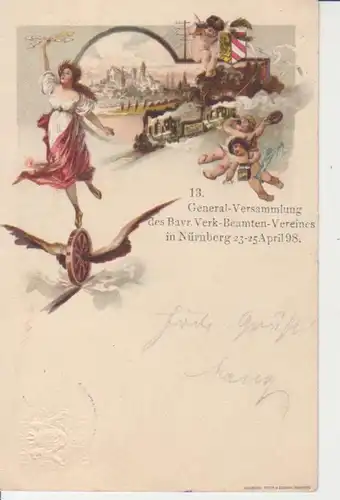 Nürnberg - 13. Vers. Bay.Verkehrs-Beamten-Verein 1898 Ganzsache gl1898 228.371