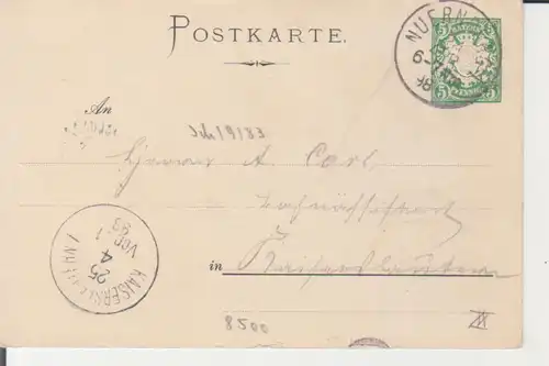 Nürnberg - 13. Vers. Bay.Verkehrs-Beamten-Verein 1898 Ganzsache gl1898 228.371