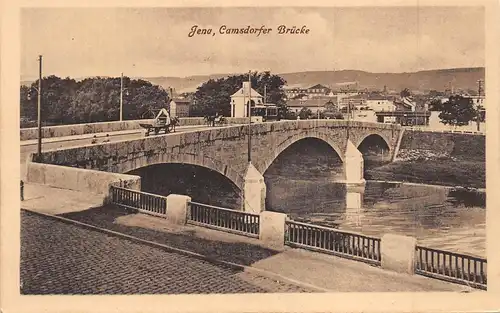 Jena - Camsdorfer Brücke mit Pferdegespannen ngl 162.467