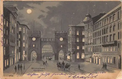 München Karlsthor im Mondschein gl1900 162.960