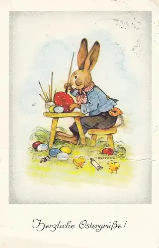 Ostern-Wünsche mit Hase und Osterei gl1955 E2453