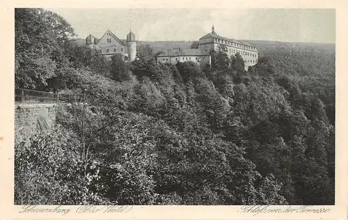 Schwarzburg Schloss von der Terrasse ngl 162.531