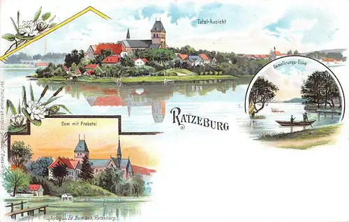 Ratzeburg Litho Dom mit Probstei Demolierungsecke Totalansicht ngl 165.819