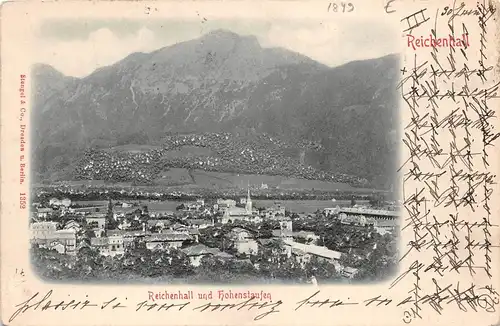 Reichenhall und Hohenstaufen Reliefkarte Panorama gl1899 165.914