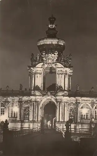 Dresden - Zwinger, Kronentor bei Nacht ngl E4723