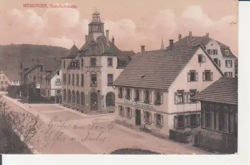 Münsingen - Bahnhofstraße mit Postamt gl1917 225.693