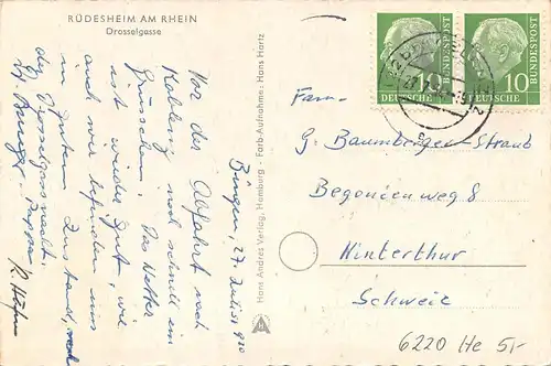 Rüdesheim am Rhein - Drosselgasse und Drosselhof gl1954 163.773