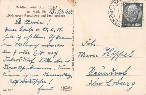 Wildbad Adelholzen Maria Eck Blick gegen Rauschberg Sonntagshorn gl1940 165.969