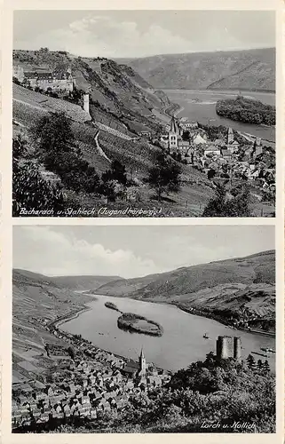 Bacharach a. R. mit Ruine Stahleck, Lorch und Nollich 2 Ansichten gl1937 163.827