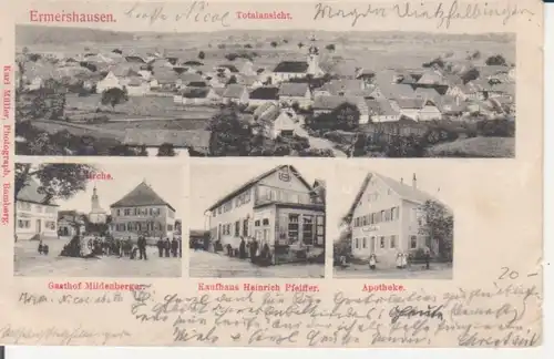 Ermershausen - Total, Gasthof mit Kirche, Kaufhaus, Apotheke gl1904 228.442