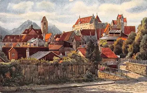 Füssen m. Aggenstein u. Rossberg Nach Gemälde v. Marschall Künstlerkarte ngl 162.745