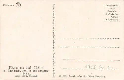 Füssen m. Aggenstein u. Rossberg Nach Gemälde v. Marschall Künstlerkarte ngl 162.745