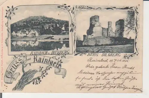 Rainbach mit Dilsberg Panorama und Burg Dilsberg Litho gl1910 226.009