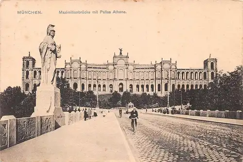 München Maximilianeum mit Maximilianbrücke und Pallas Athene gl1908 163.902
