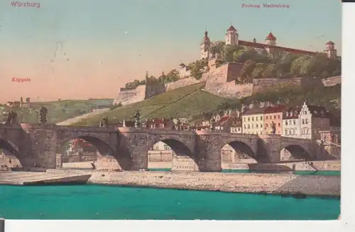 Würzburg - Blick auf Festung Marienberg gl1914 228.504