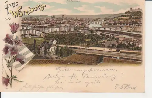 Würzburg LITHO Totalansicht gl1901 228.523