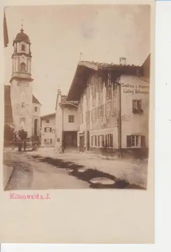 Mittenwald - Partie mit Gasthaus Alpenrose und Kirche ngl 227.897
