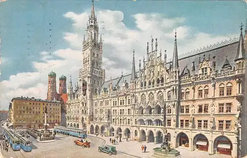 München Marienplatz Rathaus Frauenkirche gl1933 162.939