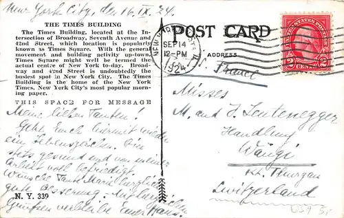 New York City The Times Building gl1924 163.978