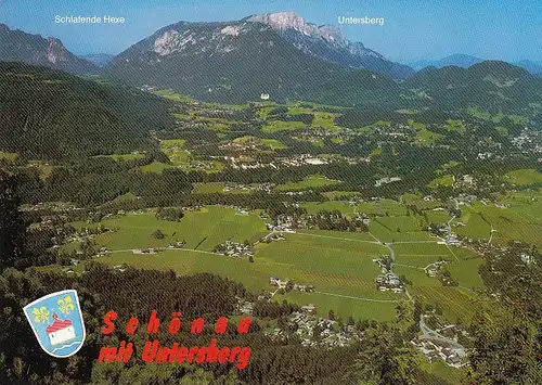 Berchtesgadener Land, Blick vom Grünstein auf Schönau mit Untersberg ngl E3558