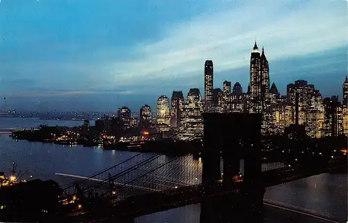 New York City NY Nightfall in Lower Manhattan with Brooklyn Bridge ngl 164.105