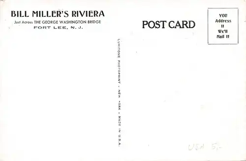 Fort Lee NJ Bill Miller's Riviera The Show Place of America ngl 164.009