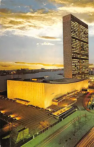 New York City NY United Nations Bldg at night gl1986 164.186