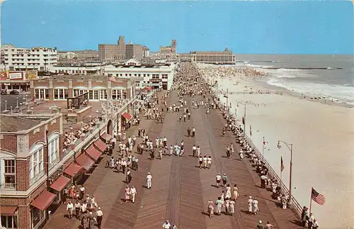 Asbury Park N.J. Boardwalk and Beach towards Convention Hall gl1955 164.033