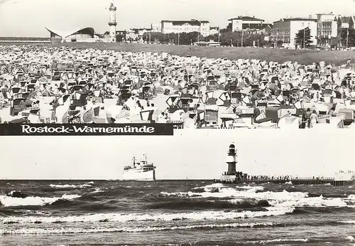 Warnemünde, Leuchtturm und "Teepot", Fähre an der Molenspitze gl1977 E3704