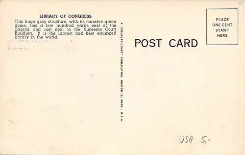 Washington D.C. Library of Congress With Stamp First day of Issue ngl 164.153