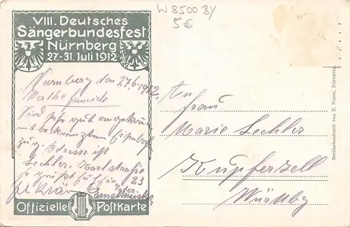 Nürnberg - VIII. Deutsches Sängerbundesfest 1912 gl1912 166.481