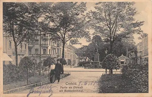 Crefeld Partie am Ostwall mit Moltkedenkmal gl1915 163.198
