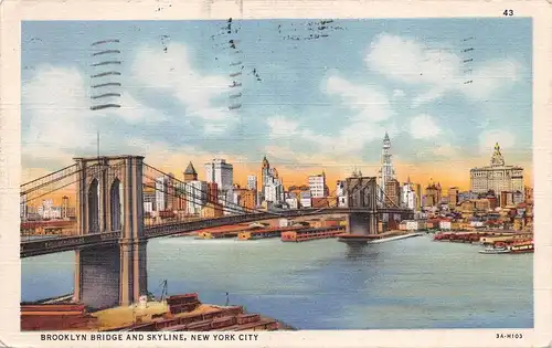 New York City NY Brooklyn Bridge and Skyline gl1935 164.109