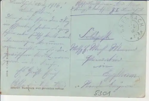 Essenbach - Gasthäuser, Kirche, Kaufhaus und Schulhaus feldpgl1916 228.112