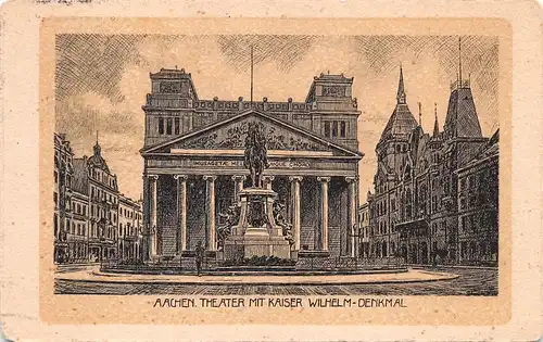 Aachen Theater mit Kaiser-Wilhelm Denkmal gl1927 163.447