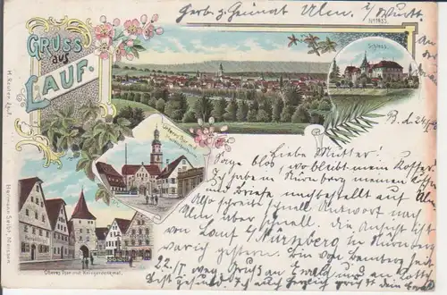 Lauf an der Pegnitz LITHO Totale, Schloss, Marktplatz gl1900 228.215