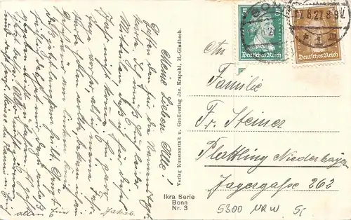 Bonn Marktplatz mit Rathaus gl1927 163.469