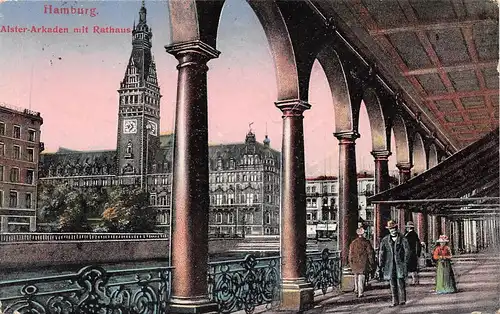 Hamburg Alster-Arkaden mit Rathaus gl1925 165.664