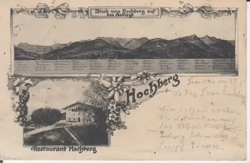 Hochberg (Chiemgau) Blick auf das Gebirge und Restaurant gl1906 227.750