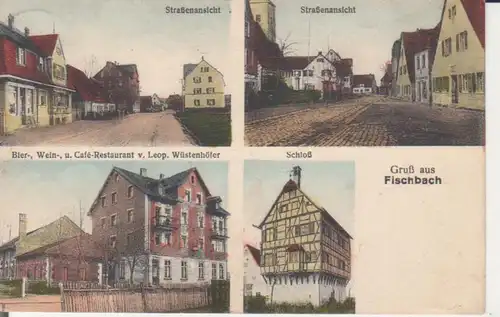 Fischbach - Straßenansichten, Restaurant Wüstenhöfer, Schloss gl1927 228.331