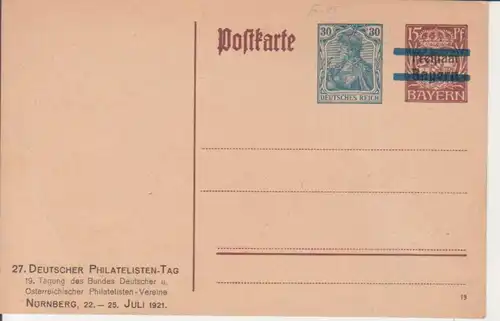 Nürnberg - 27. Deutscher Philatelisten-Tag 1921 Ganzsache ngl 228.340