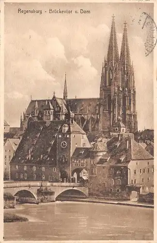 Regensburg - Brückentor und Dom gl1928 166.993