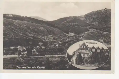 Neuweier mit Yburg - Gasthaus zum Rebstock und Panorama gl1935 226.805