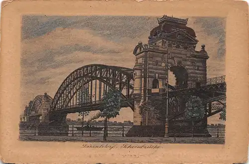 Düsseldorf Rheinbrücke Künstlerkarte ngl 163.203