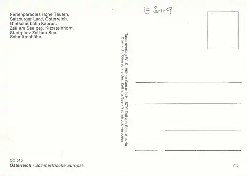 Zell am See gegen die Hohen Tauern, Panoramakarte ngl E3119