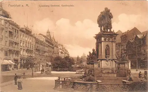 Frankfurt a.M. Gutenberg-Denkmal Goetheplatz gl1908 163.721